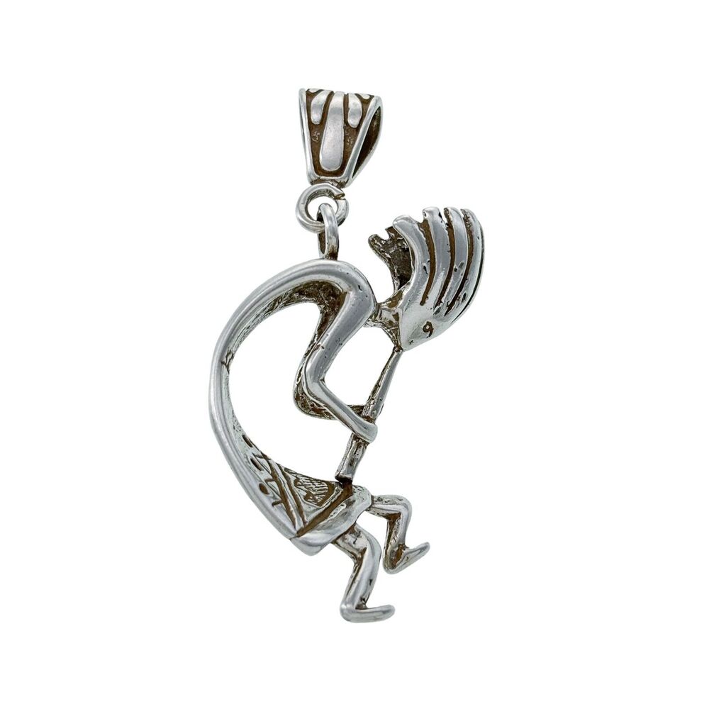 Sterling Silver Kokopelli Pendant - Silver Musician Charm